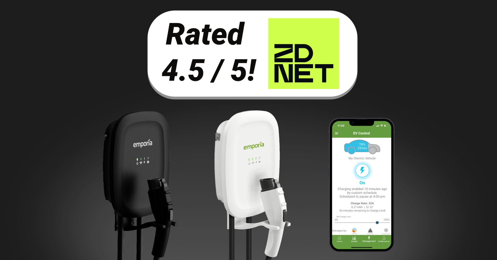 The $399 Emporia Smart Home EV Charger - Rated 4.5/5 in ZDNet