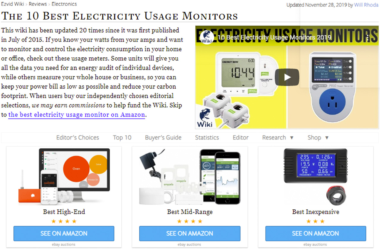 EZVid Ranks The Gen 2 Vue as The Best Energy Monitor